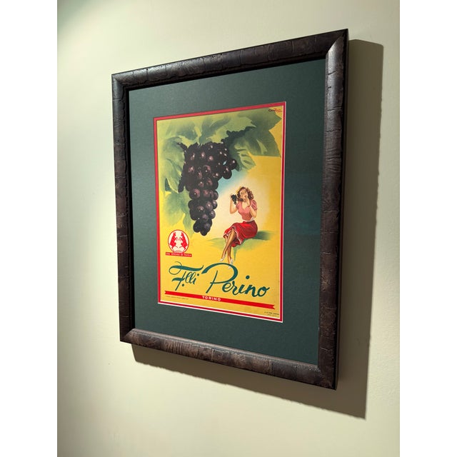 An original 1951 Italian advertising poster for the Perino brothers of Torino, purveyors of "uva speciale da tavola"...
