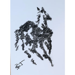 "Horse" Contemporary Minimalist Charcoal Sketch Drawing For Sale