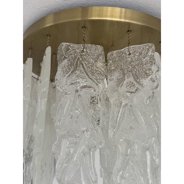 Metal Mid-Century Italian Clear Murano Leaf Flushmount, 1970s For Sale - Image 7 of 17