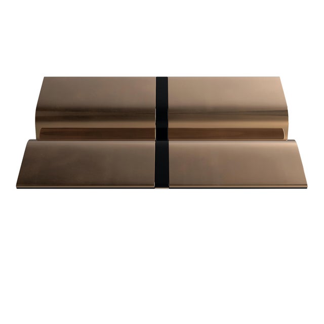 "Lealtà" Coffee Table With Bronze and Stainless Steel, Handmade For Sale - Image 4 of 7