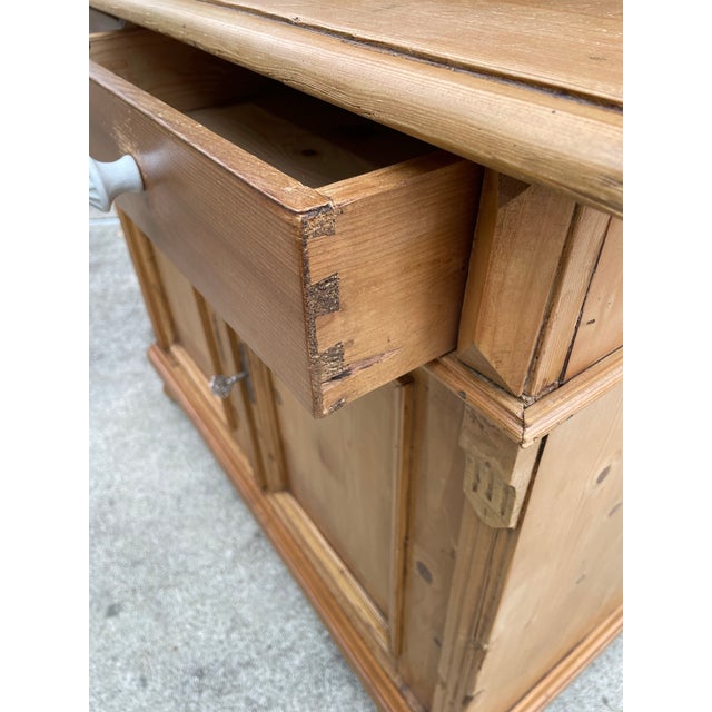 Vintage European Waxed Pine Cupboard With Glass Doors on Top For Sale - Image 12 of 12