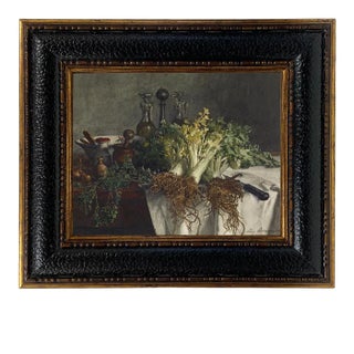 "Still Life on Kitchen Table" After Leon Bonvin, Contemporary Reproduction Print on Canvas, Black Frame, 8 x 10 For Sale