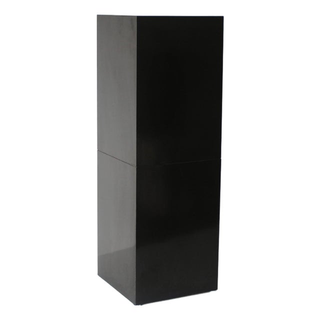 1970s Modern Black Mica Pedestal Column Plant Stand Vintage For Sale