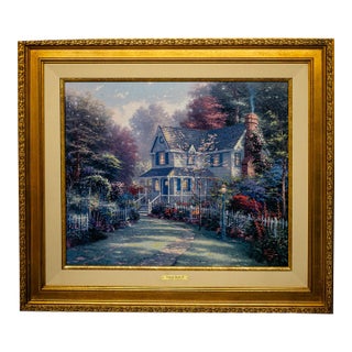 1990s Thomas Kinkade Victorian Garden 2 With Original Drawing on the Back.DNA Signed For Sale
