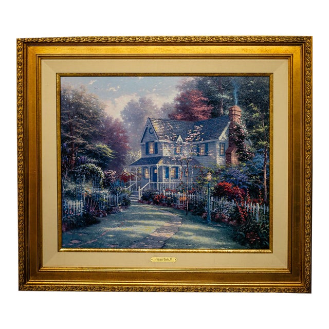 1990s Thomas Kinkade Victorian Garden 2 With Original Drawing on the Back.DNA Signed For Sale