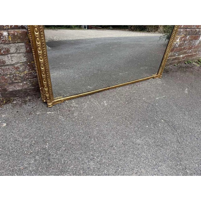 Large Antique English Arched Gilt Overmantle Mirror, 19th Century For Sale - Image 4 of 8