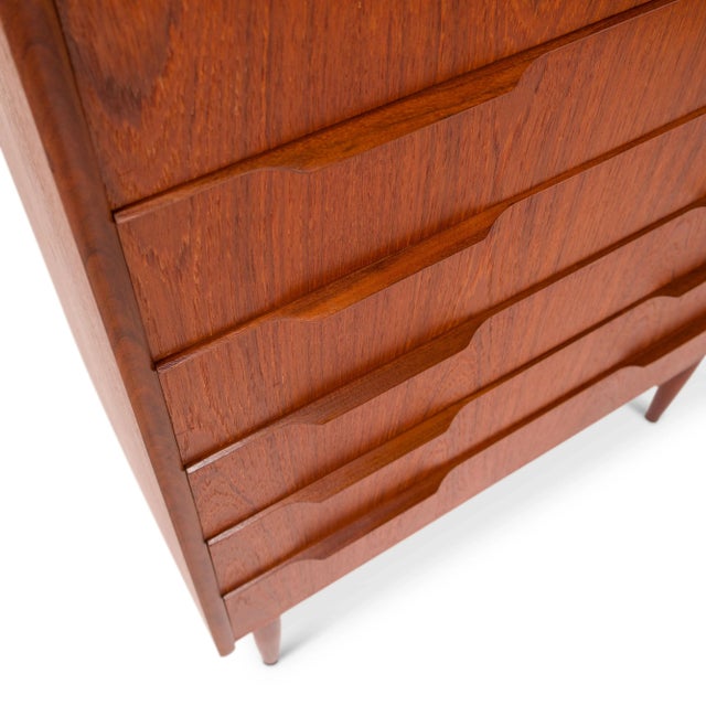 Brown Vintage 1960s Mid-Century Teak Tallboy Dresser For Sale - Image 8 of 9