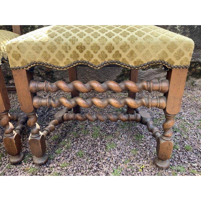 Brown Vintage Jacobean Style Dining Side Chairs—Set of Six For Sale - Image 8 of 11