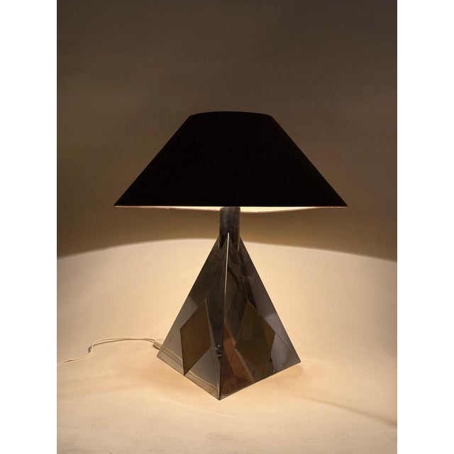 Mid-Century Modern Bicolor Metal and Silk Lampshade Table Lamp, France, 1960s For Sale - Image 15 of 18