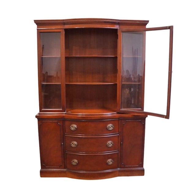 Drexel Drexel Furniture New Travis Court Collection Solid Mahogany Traditional Duncan Phyfe Style 49" Bow Front China Cabinet 317-3 For Sale - Image 4 of 13