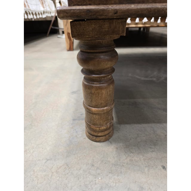 Wood Antique Door Coffee Table With Glass Top For Sale - Image 7 of 8