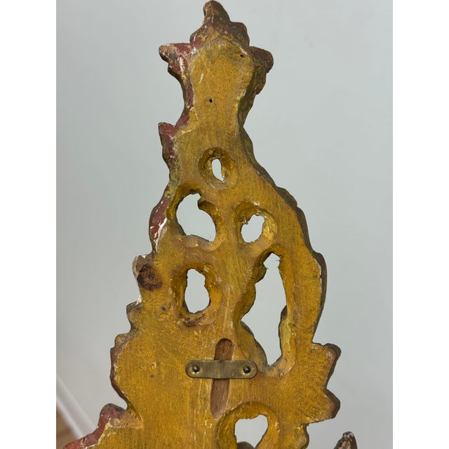 Wood Vintage Italian Giltwood Floral Motif Wall Sconce For Sale - Image 7 of 8