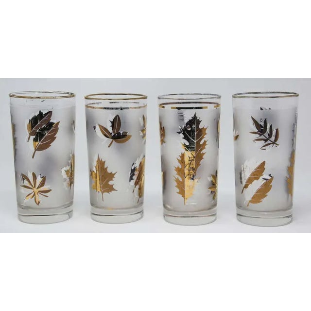 Glass Vintage Mid 20th Century Cocktail Glasses by Libbey with Gold Leaf Design - Set of 4 For Sale - Image 7 of 13