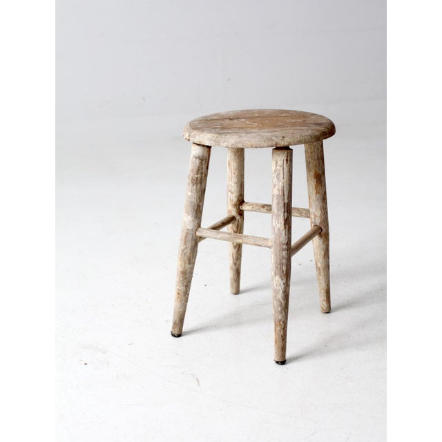 Vintage Farmhouse Stool For Sale - Image 9 of 12