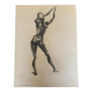 Vintage Boho Signed Original Nude Sketch