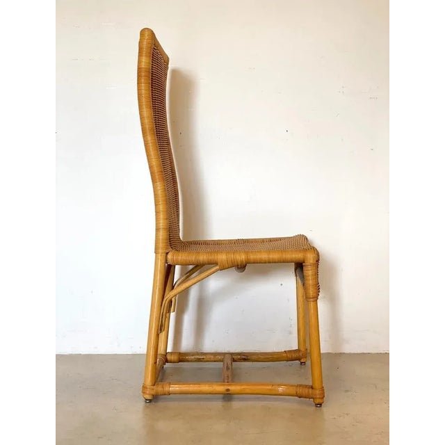 Mid-Century Modern Wicker and Bamboo Chair, 1970s For Sale - Image 3 of 9