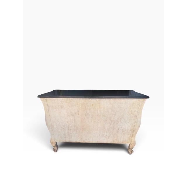 Wood Vintage French Provincial Rococo Style Console Table With Black Top For Sale - Image 7 of 15