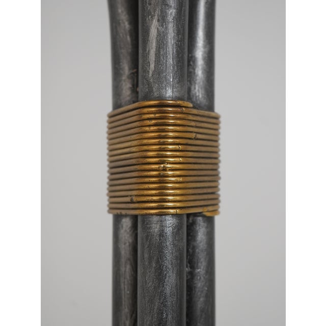 Maitland - Smith Maitland Smith Swan Arm Iron & Brass Torchiere Floor Lamp For Sale - Image 4 of 10