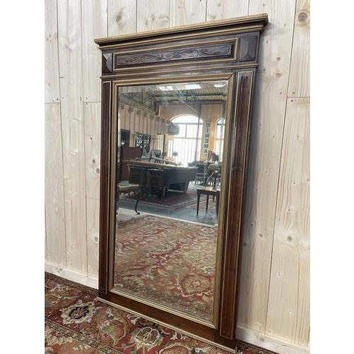 Napoleon III Walnut and Gilded Mirror For Sale - Image 3 of 5