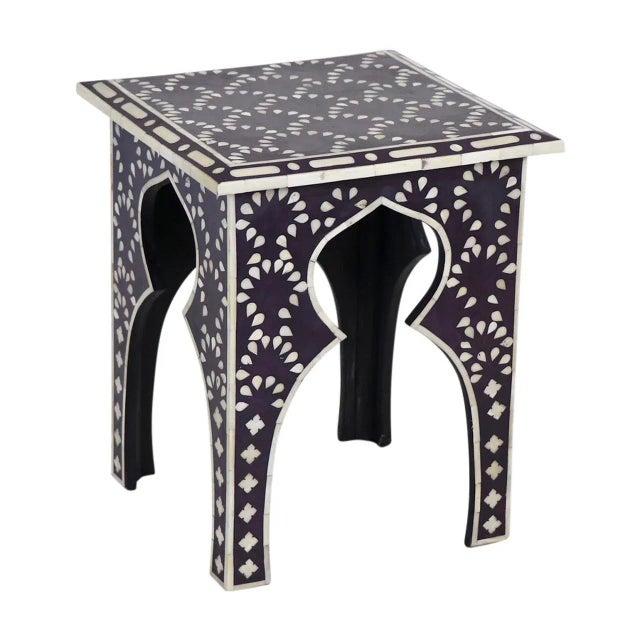 Contemporary Blackberry Bone Inlay Side Table For Sale - Image 3 of 3