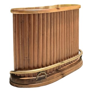 Mid 20th Century Vintage Boho Scalloped Wood Dry Bar For Sale