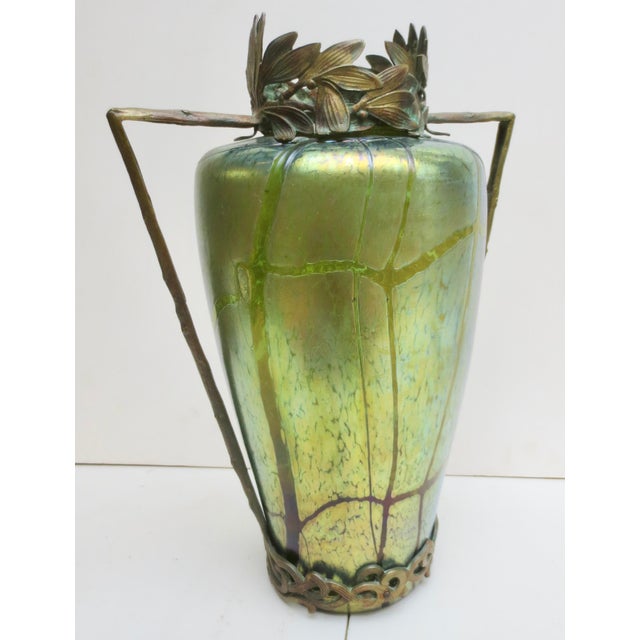 Loetz Loetz Bronze Mounted Iridescent Vase Circa 1900 For Sale - Image 4 of 7
