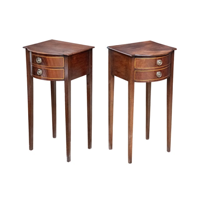 French Bowfront Nightstands or Bedside Tables of Patinated Walnut - Sold as Pair For Sale In Austin - Image 6 of 11