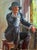 Original Oil Portrait Painting: Young Woman in Hat, Ukrainian Art 80-60 For Sale