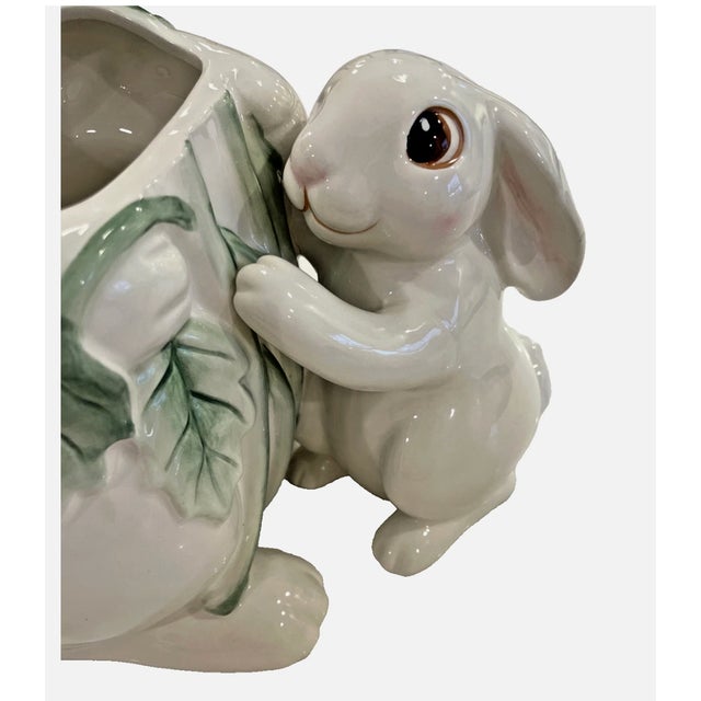 Easter Cookie Jar - Fitz & Floyd "Bunny Blooms" Retired Ceramic Cookie Jar, 2003 For Sale - Image 10 of 11