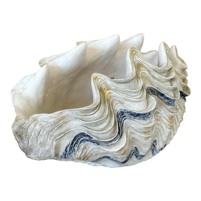 Vintage Coastal Clam Shell Cast Resin Decorative Bowl For Sale