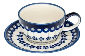 Cups with Saucers in Bunzlauer Ceramic from Zakłady Ceramiczne Bolesławiec, Set of 4