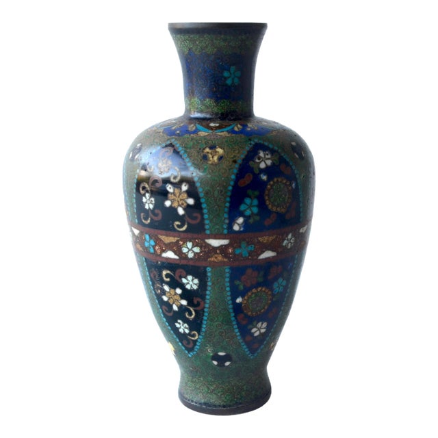 Antique Japanese Cloisonne Vase Meiji Period For Sale