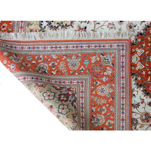 Persian Vintage Persian Silk Qum Rug For Sale - Image 3 of 14