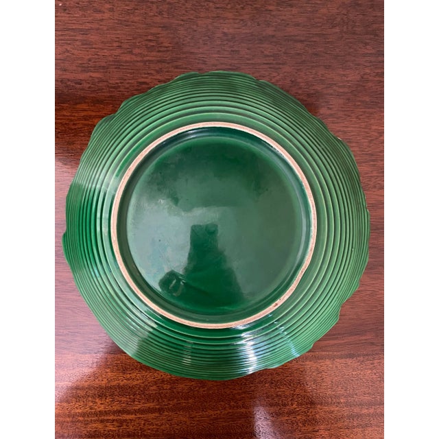 Art Deco Set of Deco Green Glaze Leaf Salad Dishes For Sale - Image 3 of 11