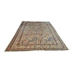 Vintage Signed Persian Kerman Tree of Life Oriental Rug