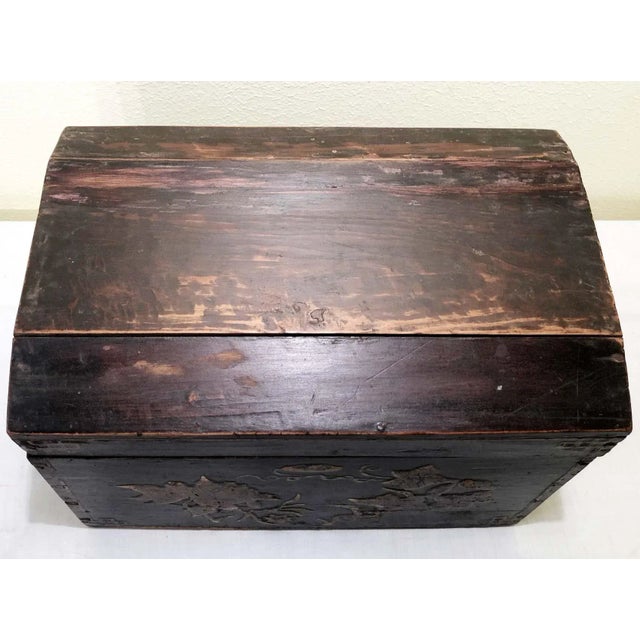 Wood Antique Chinese Hand-Painted Box, Circa Mid of 19th Century For Sale - Image 7 of 8