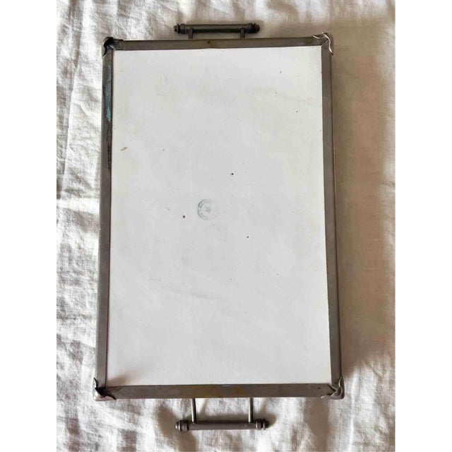 Metal Vintage Tray with Botanical Tile from Villeroy & Boch, 1950s For Sale - Image 7 of 12