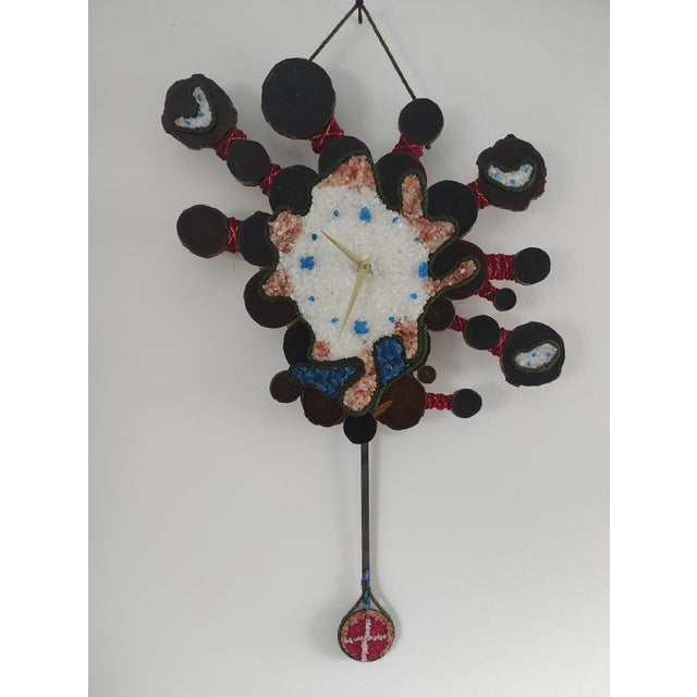 Handmade Crystal & Wood Wall Clock | Sculptural Rustic Mineral Art Clock | One of a Kind For Sale - Image 6 of 15