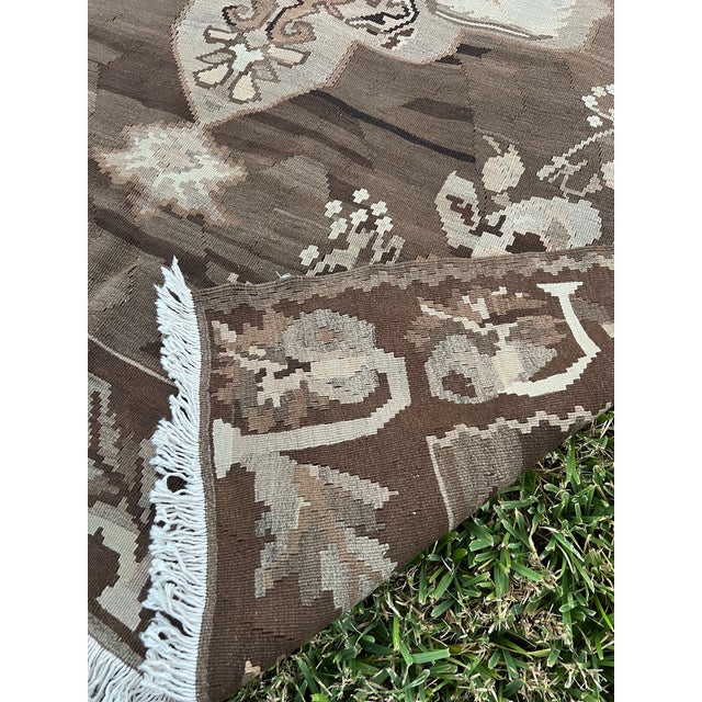 Antique Rose Pattern Flatweave Kilim Rug Runner For Sale - Image 4 of 11