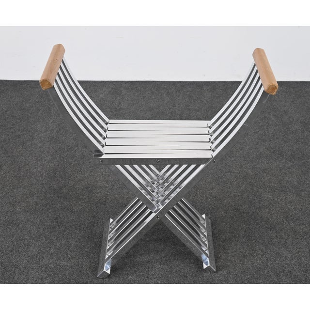 John Vesey John Vesey Savonarola Aluminum Folding Chair, 1950s For Sale - Image 4 of 8