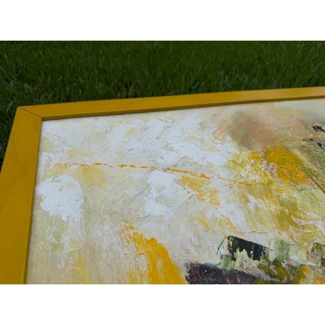 Yellow 1976 Sylvia Bank Abstract Expressionist Painting For Sale - Image 8 of 12