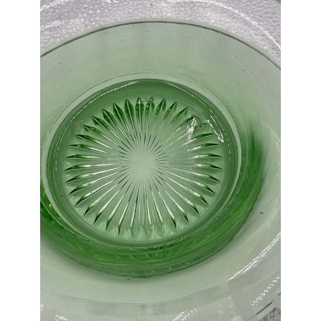 Art Deco Vintage Green Uranium Glass Console Bowl For Sale - Image 3 of 6