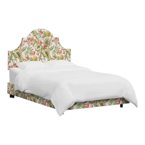 Red from Scalamandre crafted by Cloth & Company Geneva Full Bed, Pink Tropical Flora