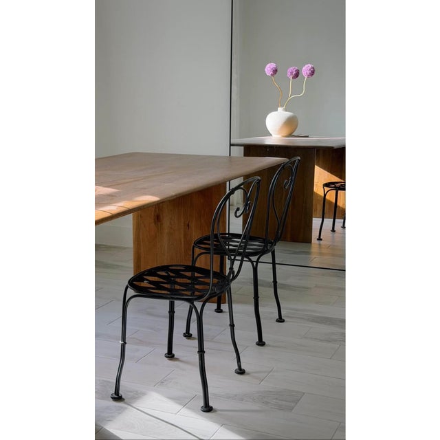French Set of Two French Wrought Iron Garden Chairs Circa 1960s W/ Heart Backs For Sale - Image 3 of 6