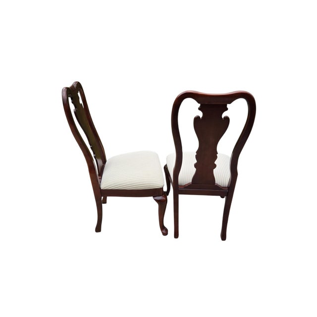 1990s Pair Thomasville Collectors Cherry Queen Ann Dining Room Side Chairs For Sale - Image 10 of 13