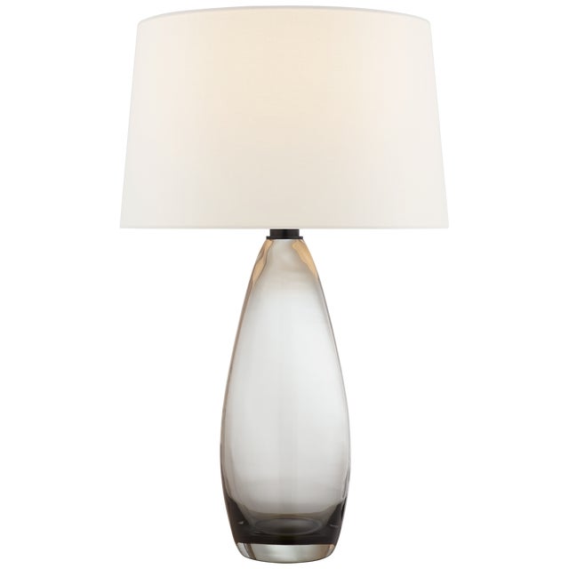 Myla Large Tall Table Lamp in Smoked Glass with Linen Shade Designer: Chapman & Myers Height: 29.25" Shade Detail: 16.25"...