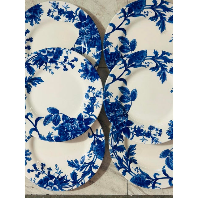 English Set of Six Royal Stanford Dinner Plates in Blue and White For Sale - Image 3 of 8