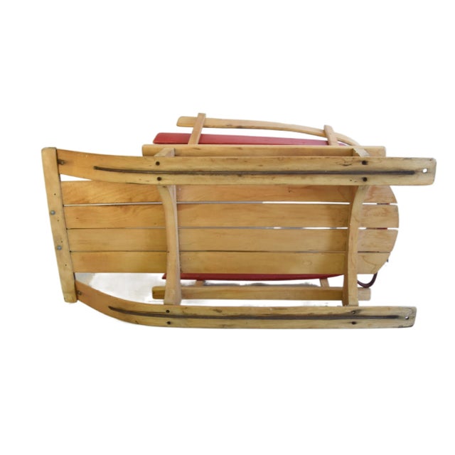Vintage Children's Snow Pull Sled With Handle For Sale - Image 11 of 13