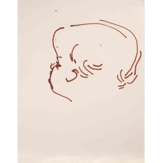 Child is a Color Marker Drawing realized by Reynold Arnould (Le Havre 1919 - Parigi 1980). Good condition on a white...