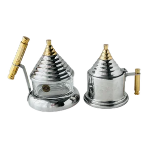Vintage 1980s Alpu F.Ili Puppieni Italy Inox Lidded Crystal Parmesan Cheese Bowl and Lidded Sugar Bowl, the Set of 2